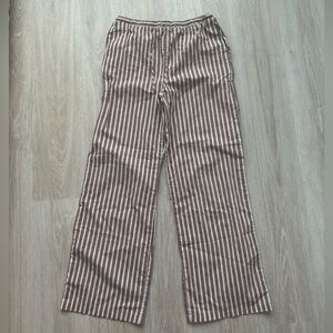 Mango Brown and White Striped Cotton Pants